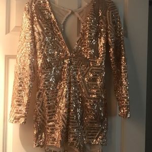 Sequin V Neck Romper Jumpsuit